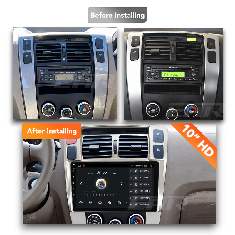 Hyundai Tucson (2004 - 2009) Multimedia 10" Touchscreen Display + Built-In Wireless Carplay & Android Auto - Euro Active Retrofits