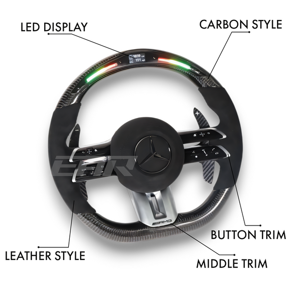 Mercedes-Benz AMG 2023 Style Customizable Carbon Fiber / Alcantara / LED Steering Wheel Upgrade | Fits 2010+ Models - Euro Active Retrofits