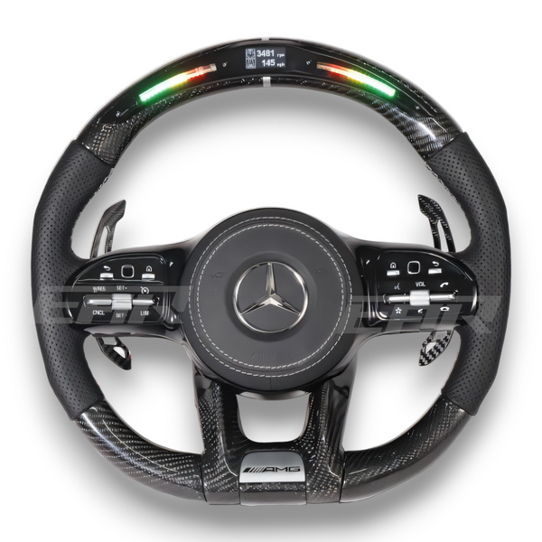 Mercedes-Benz AMG Performance Style Customizable Carbon Fiber / Alcantara / LED Steering Wheel Upgrade - Euro Active Retrofits