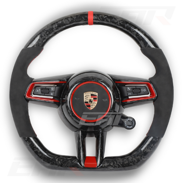 Porsche 911 (992) Style Customizable Carbon Fiber / Alcantara / LED Steering Wheel (Fit For All Porsche Models | 2015 - 2019) - Euro Active Retrofits